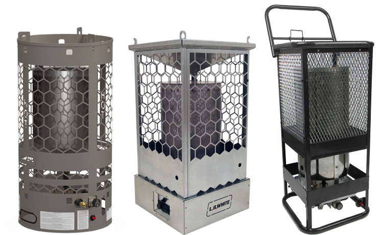 L.B. White Sun Blast (LP and NG) Portable Radiant Gas Heaters for Industrial and Construction Sites