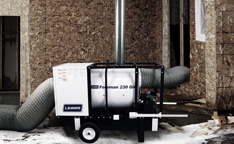 The Ductable Foreman 230 DF heating a residental work site.